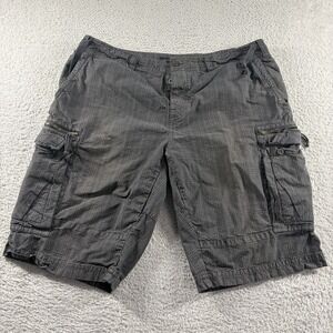 VINTAGE French Connection Cargo Shorts Mens 38 Gray Plaid Y2K Retro Utility